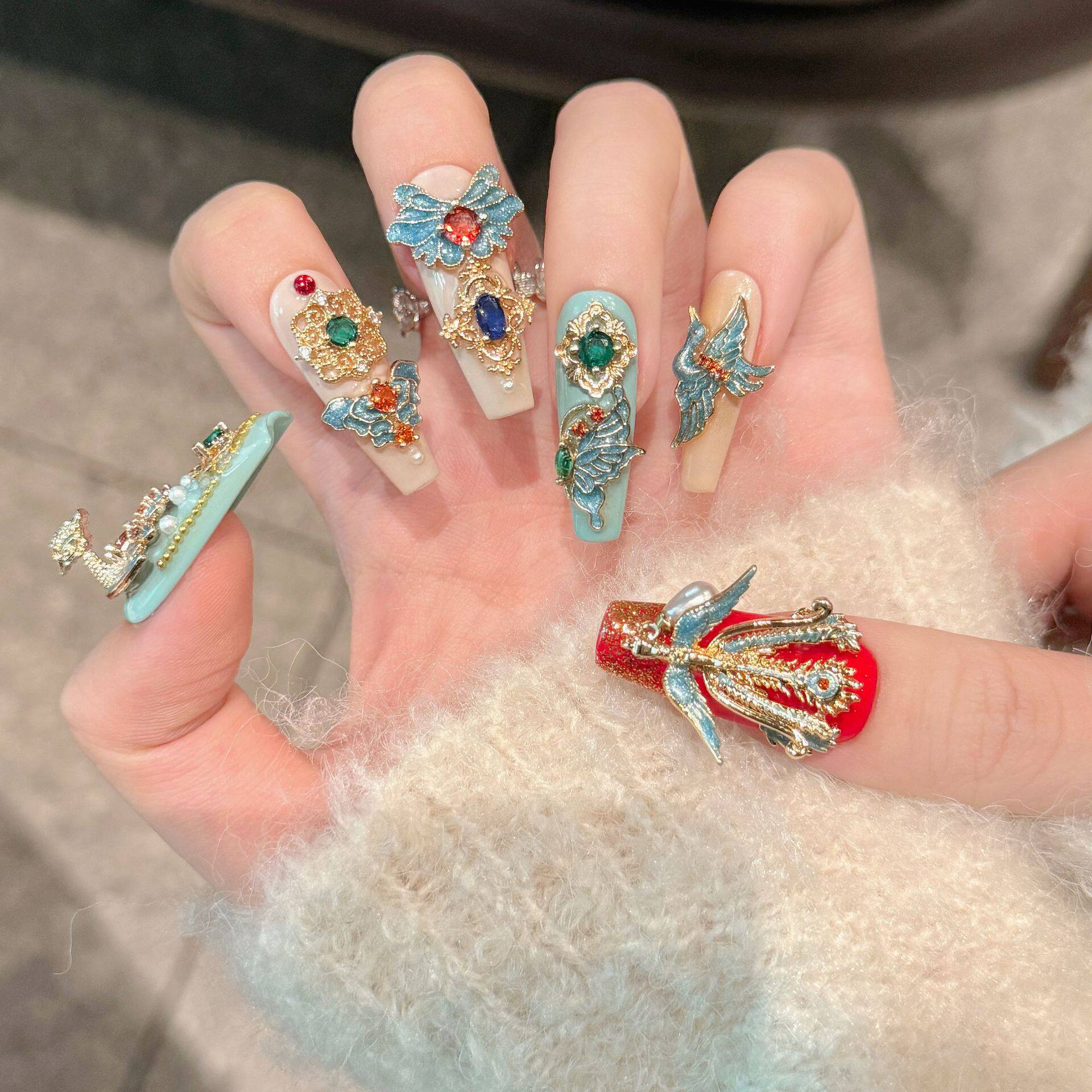 龙凤呈祥纯手工美甲工具