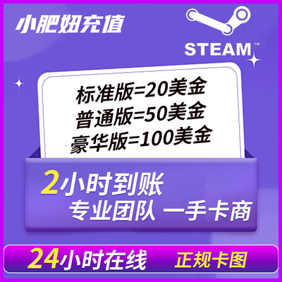 超快Steam 美元充值卡20/50100美金区代卡图余额pubg吃鸡palworld