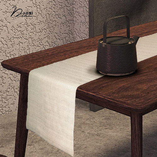 慕布卡MOBUKIA棉桌旗茶席茶旗柜旗床旗条纹桌布双面大地色系定制