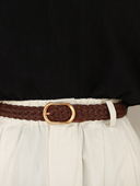 BluebluesSky小众设计复古编织植鞣牛皮腰带百搭文艺做旧圆扣腰封