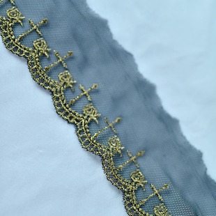 婚纱裙边配饰网纱刺绣十字架玫瑰波浪蕾丝花边 金线花边 服饰辅料