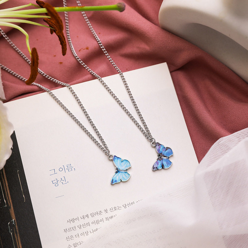 藍色蝴蝶項鏈女潮ins冷淡風網紅個性簡約嘻哈吊墜閨蜜情侶鎖骨鏈在類目 飾品/流行首飾/時尚飾品新, 項鍊中 - 來自Buy2taobao.com提供專業的淘寶代購服務