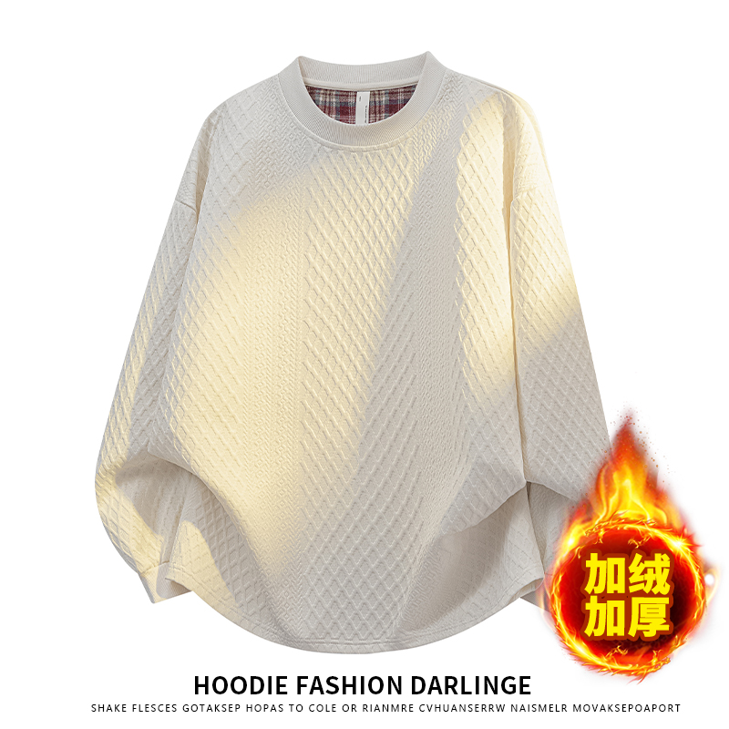 秋冬季男士卫衣时尚百搭潮牌休闲保暖加绒加厚宽松圆领上衣