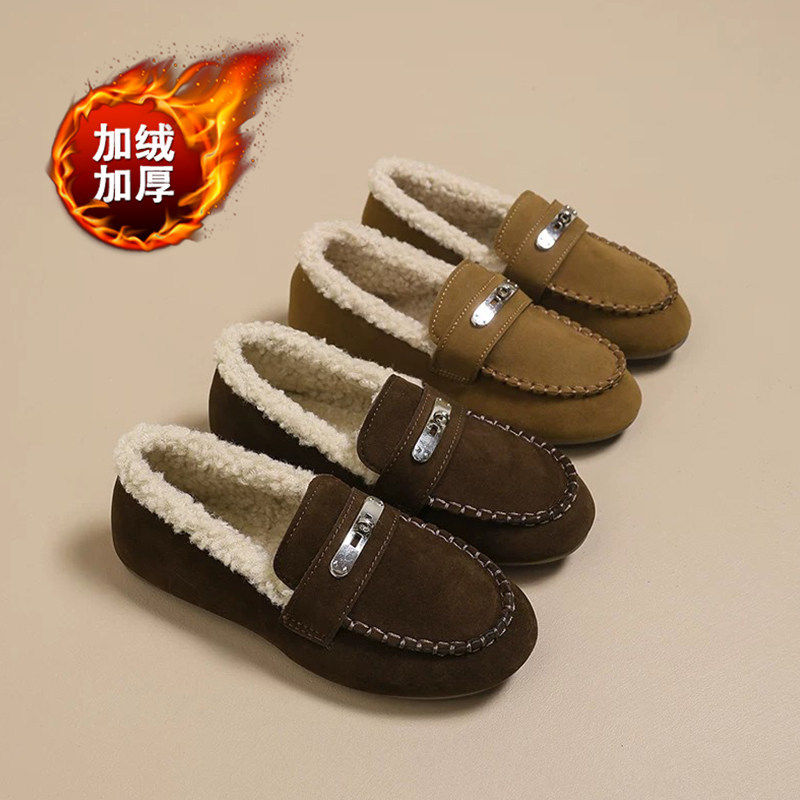 加绒老北京布鞋女冬季大码41到43妈妈棉鞋防滑软底中老年豆豆鞋子