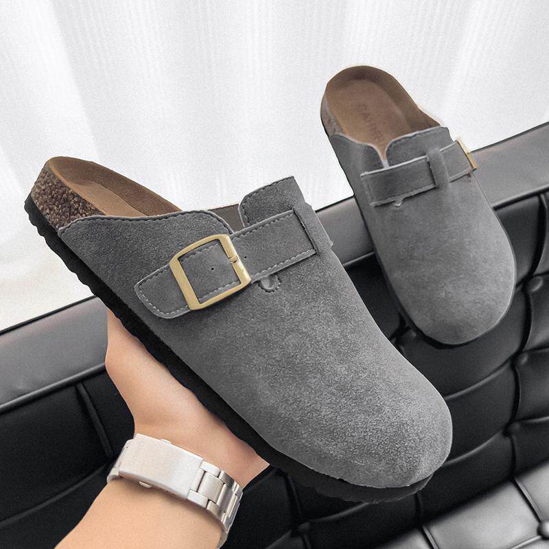 勃肯鞋男2026新款男士厚底增高防滑防臭一脚蹬大码45软木包头半拖