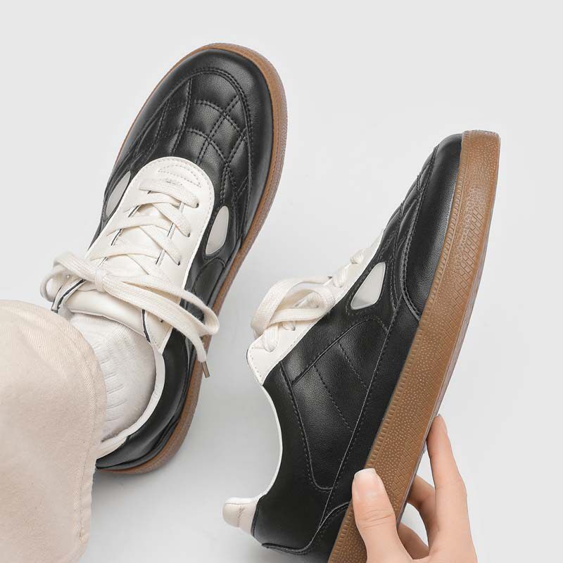 夏季低帮休闲鞋轻便透气平底跑步鞋小众设计感德训鞋纯色百搭男鞋