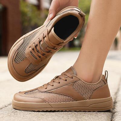 网面男鞋2025新款夏季薄款透气网眼镂空休闲鞋轻便平底运动阿甘鞋