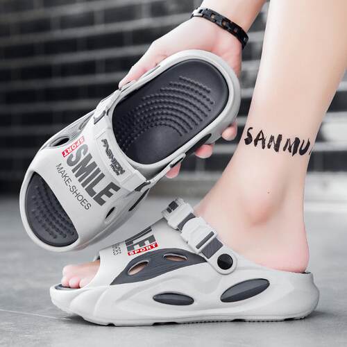 男士拖鞋夏季潮牌大码45厚底踩屎感外穿防滑开车两穿沙滩运动凉鞋