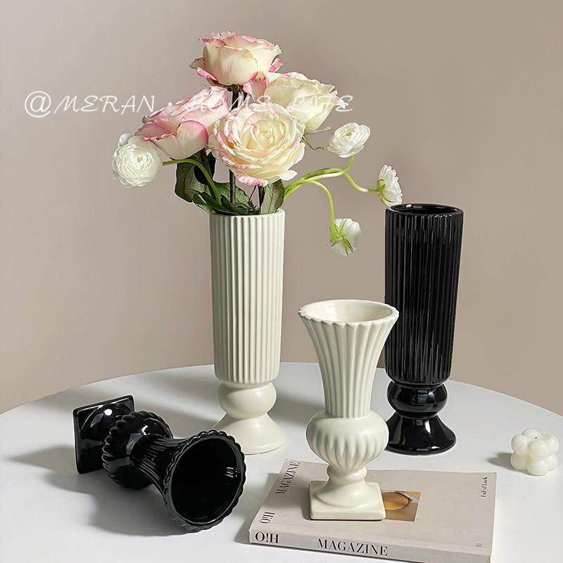 法式罗马简约奶油风陶瓷花瓶水养插花客厅餐桌装饰花器高级感摆件,家居饰品,花瓶,淘宝优惠券,粉丝福利购,淘宝优惠卷