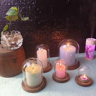 烛台玻璃罩带孔复古浪漫烛光晚餐摆件野外露营蜡烛防风罩香薰烛台