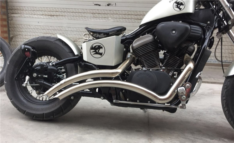 适用于本田铁马400 600复古月亮弯刀 直通改装马蹄声排气管