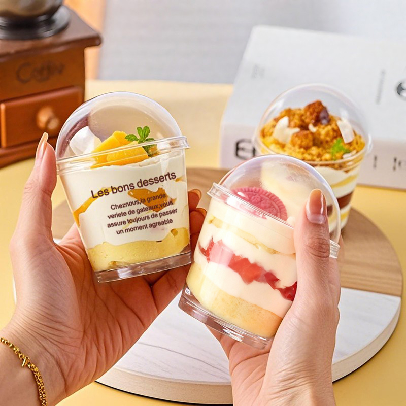 一次性带盖双皮奶塑料甜品慕斯杯
