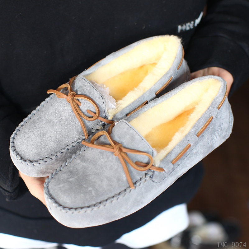 浓密纯羊毛低帮乐福鞋保暖耐磨