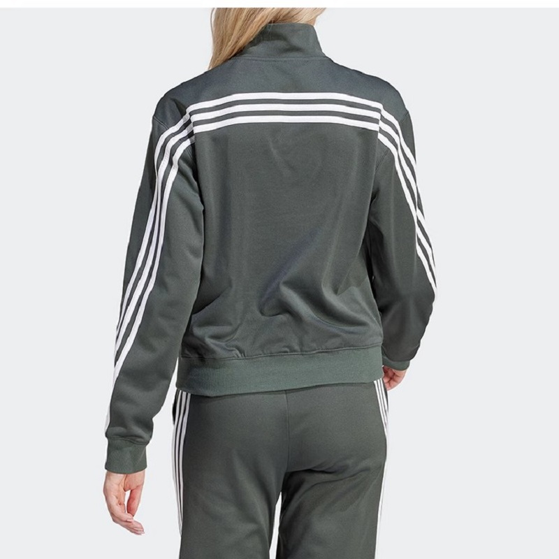 贯串式三条纹女子运动套头衫