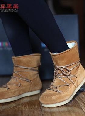 MOON BOOT罗马尼亚原产女翻毛牛皮人造毛保暖耐磨雪地靴 34200400