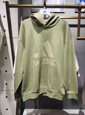 阿迪达斯男子针织棉涤加绒保暖前logo后涂鸦套头连帽卫衣 IX4912