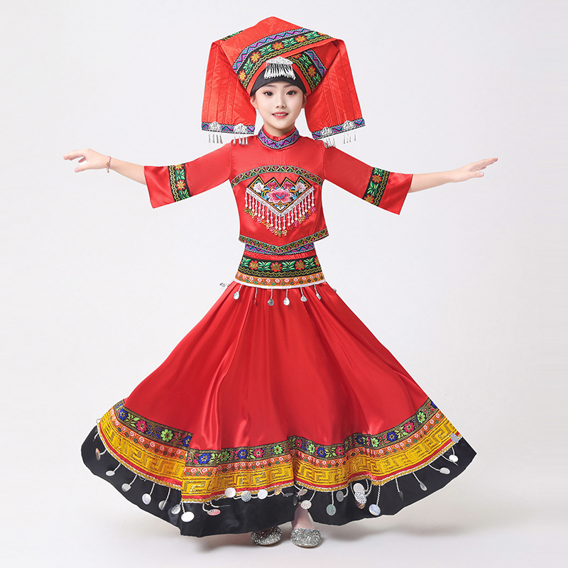 原创儿童傣族舞蹈服高档绣花烫钻