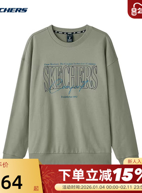 斯凯奇男女同款针织套头卫衣宽松舒适长袖打底衫 L324U059/04AU