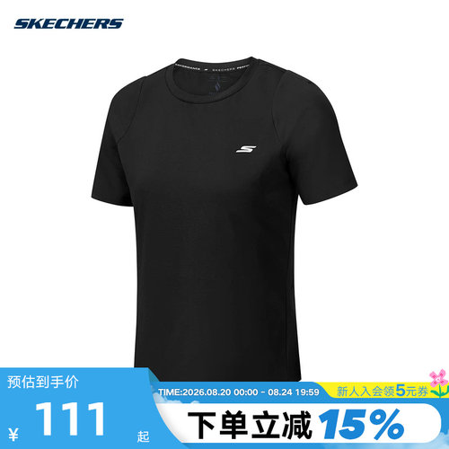 Skechers斯凯奇26夏女士休闲运动舒适透气百搭短袖T恤衫 P226W073