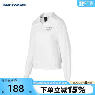0019 P423W049 SKECHERS斯凯奇秋女针织套头衫 翻领拉链卫衣