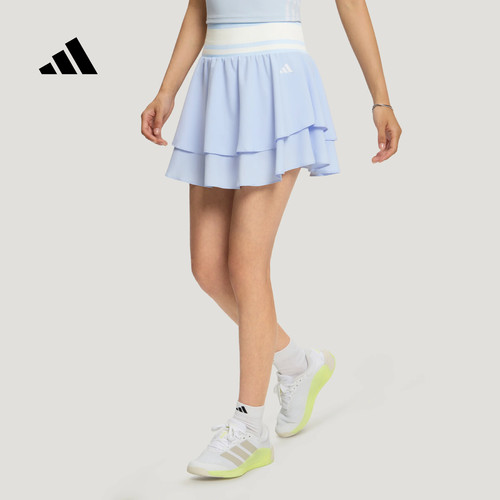 adidas阿迪达斯半裙凉感修身训练运动打底裤防走光双层短裙LF0076