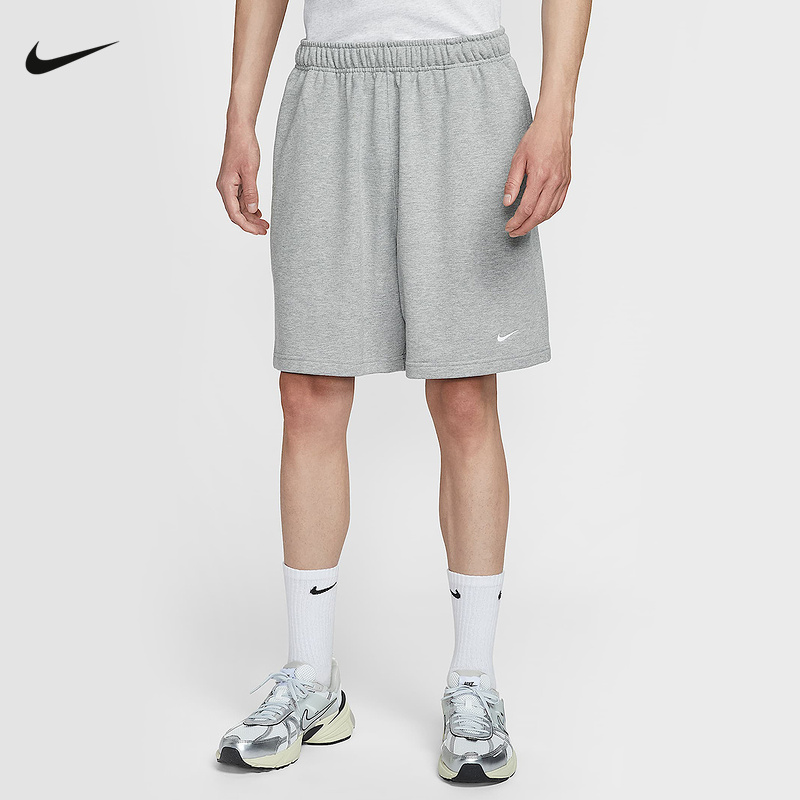 Nike耐克男子短裤夏新款宽松透气刺绣运动裤灰色五分裤IM3397-063