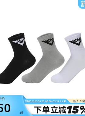 PONY波尼男女中童袜经典三色中袜运动袜三双装241K3AI02MO