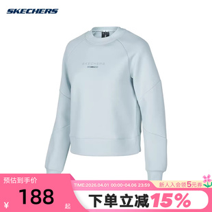 P424W013 01MZ 舒适宽松卫衣 Skechers斯凯奇女圆领针织套头衫