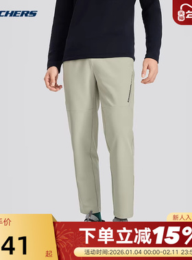 Skechers斯凯奇秋冬户外运动男抓绒梭织保暖长裤 P424M145/027B