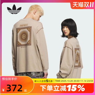 adidas阿迪达斯三叶草彝族文化情侣长袖 KC1431 2025秋男棉质T恤