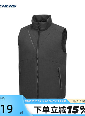 Skechers斯凯奇春男女同款棉服梭织裥棉马甲P125U019/053F