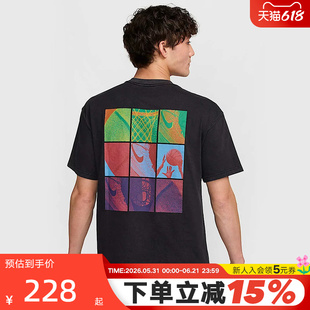 Nike耐克短袖男上衣夏季宽松休闲背后图案印花篮球T恤HJ3326-010