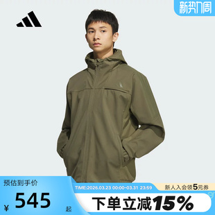 adidas阿迪达斯三条纹连帽风衣外套秋冬男休闲梭织夹克KA1305