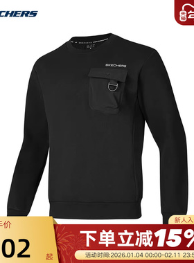 Skechers斯凯奇男士百搭潮流个性针织套头圆领卫衣 P125M019/0018