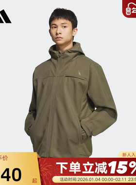 adidas阿迪达斯三条纹连帽风衣外套秋冬男休闲梭织夹克KA1305