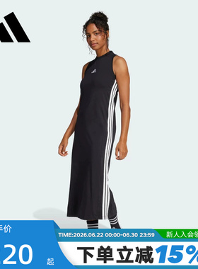 adidas阿迪达斯连衣裙女子秋季弹力工字背无袖长裙子 JE1208