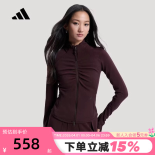 Slim针织夹克 KU5376 塑身外套2026春女Gather adidas阿迪达斯修身