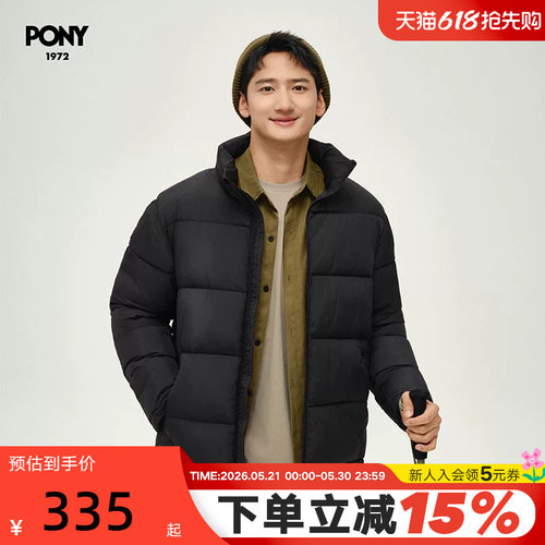 PONY波尼1972棉服衣冬装男子保暖外套 244M2NC01BK