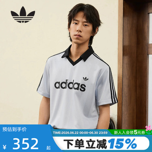 adidas阿迪达斯三叶草V领足球衫2026夏男adicolor短袖T恤 KE2453