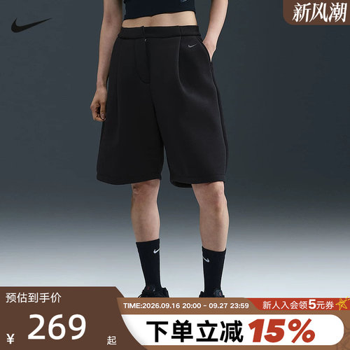 Nike耐克短裤女夏季新款刺绣小标宽松透气运动裤五分裤IF1656-010