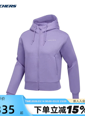 Skechers斯凯奇春女款上衣休闲连帽卫衣外套 P125W022/0028
