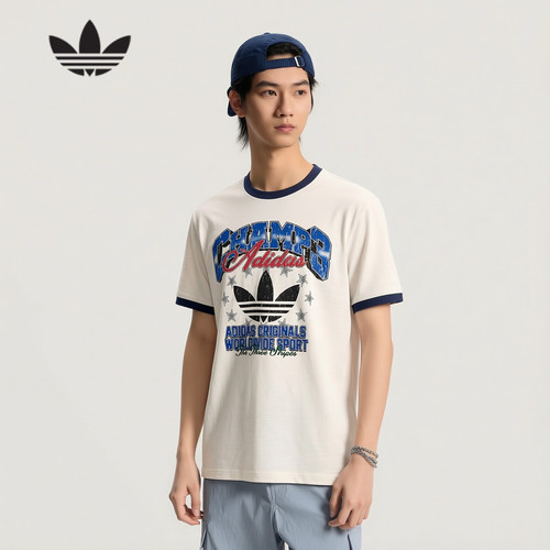 adidas阿迪达斯三叶草半袖2026夏男棉质休闲运动短袖T恤 LE7355