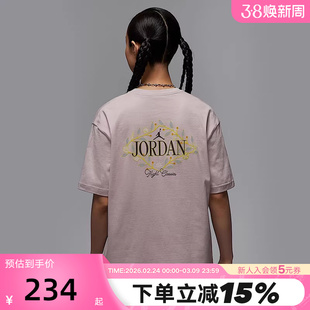 Nike耐克短袖女夏新款JORDAN图案印花宽松棉质运动T恤IF0380-019
