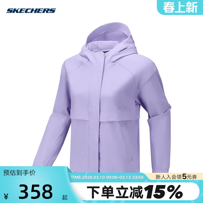 Skechers斯凯奇秋季女运动服休闲连帽梭织外套 P325W013/010Y