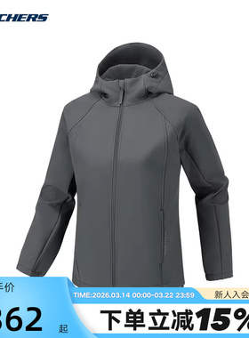 Skechers斯凯奇26春女防风保暖运动连帽梭织外套 P126W001/013P
