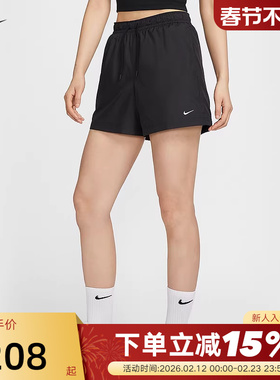 耐克女子短裤夏季新款休闲刺绣小勾透气宽松运动五分裤FV7558-010