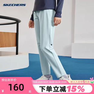 斯凯奇女裤 舒适防泼水抓绒面料梭织运动长裤 P424W077 01MZ 秋季