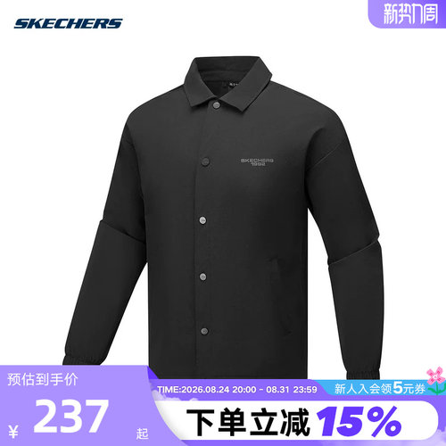 斯凯奇秋男女同款宽松插肩袖翻领梭织夹克外套 L325U020/0018