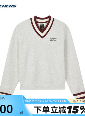 Skechers斯凯奇秋冬女针织套头衫时尚潮流V领卫衣L324W023/0248