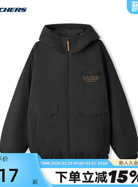 Skechers斯凯奇26春新年款男女宽松保暖棉服外套 L126U002/0018